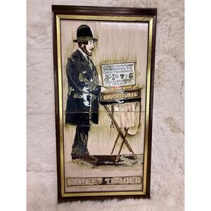 Vntg Rare Maw & Co Hand Majolica Painting Street Trader Tile Art England Vctrn